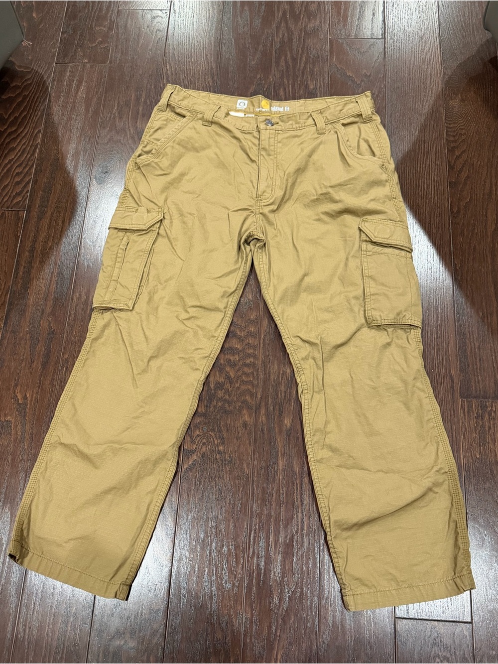 Carhartt Force Relaxed Fit Cargo Pants Men 38x30 Brown Ripstop Work Trousers